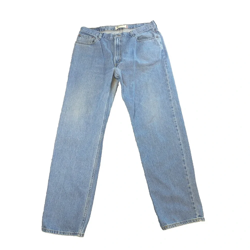 Levis 550 Relaxed Fit Jeans Men 40x35 Light Wash Blue Denim Tapered Leg 550-0260